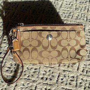 Coach signature canvas medium-large wristlet